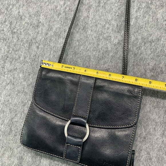 VTG Fossil Black Pebbled Leather Crossbody Purse Bag (8.5"x7") - Picture 7 of 10